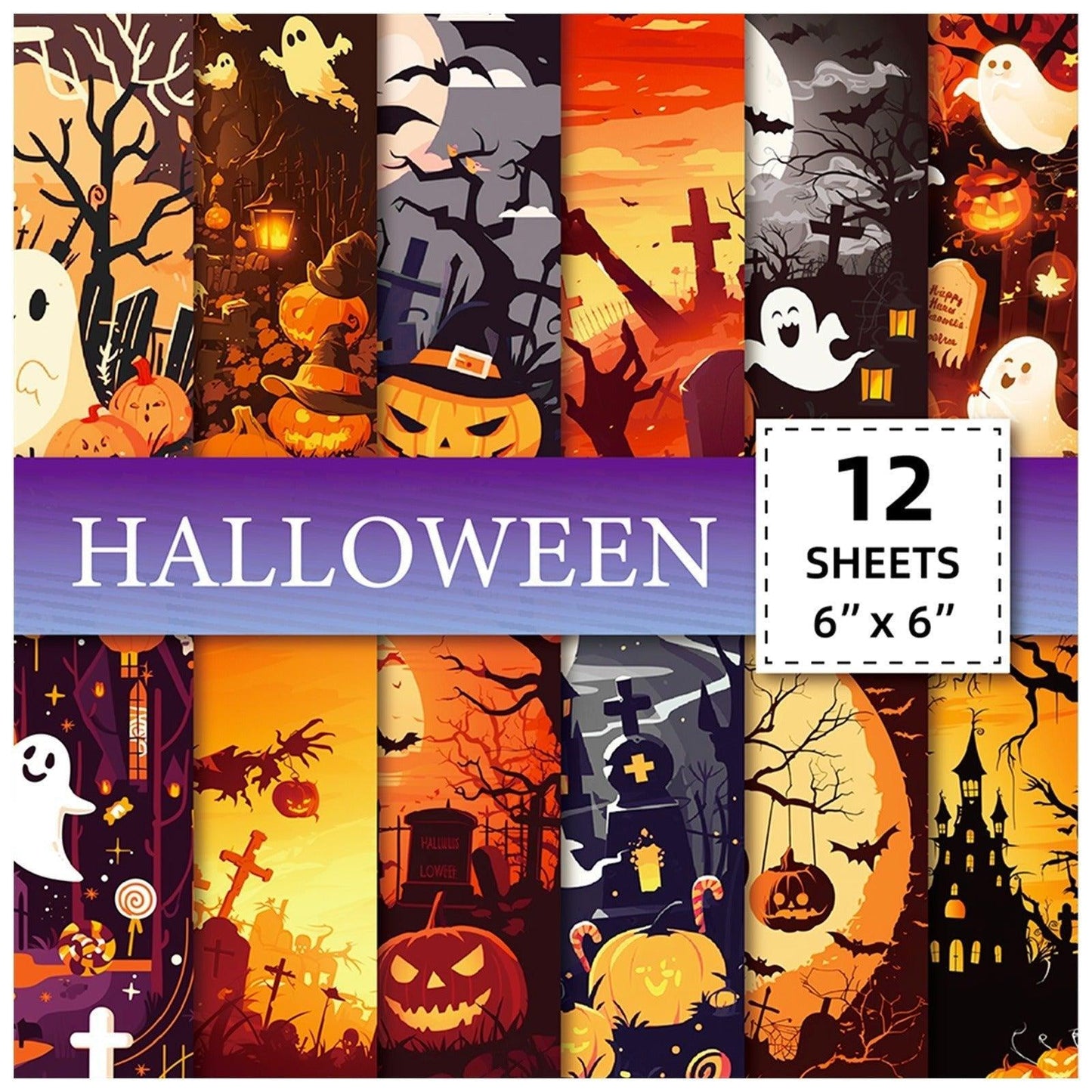 2115 12 Halloween Material Paper Handbook Collage Pumpkin Spooky - Memo Journals