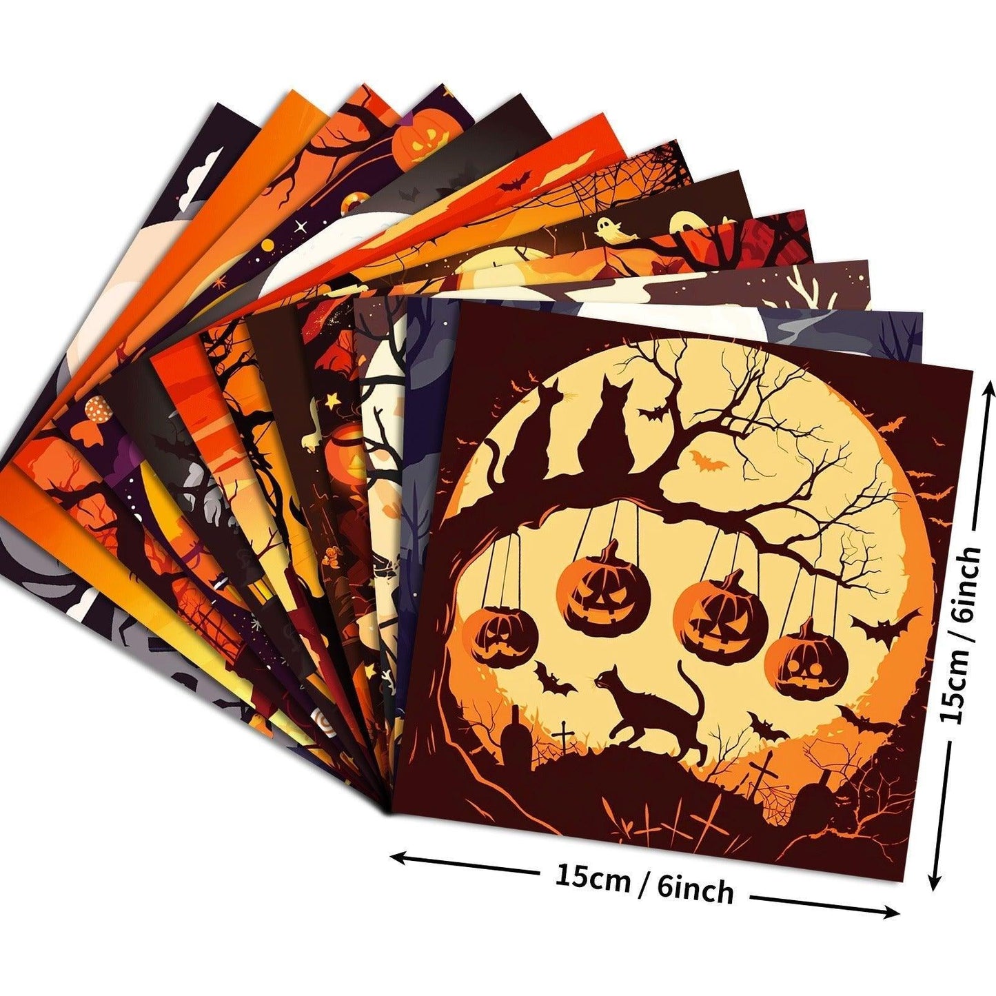 2115 12 Halloween Material Paper Handbook Collage Pumpkin Spooky - Memo Journals