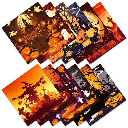 2115 12 Halloween Material Paper Handbook Collage Pumpkin Spooky - Memo Journals