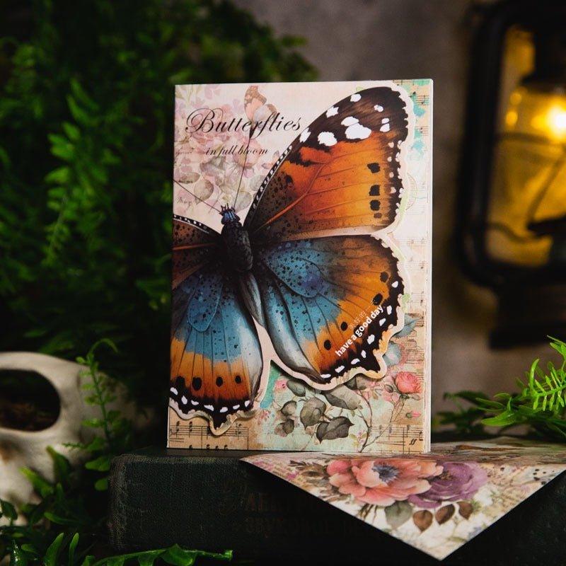 2144 Vintage Material Paper Butterfly Bloom Series - Memo Journals