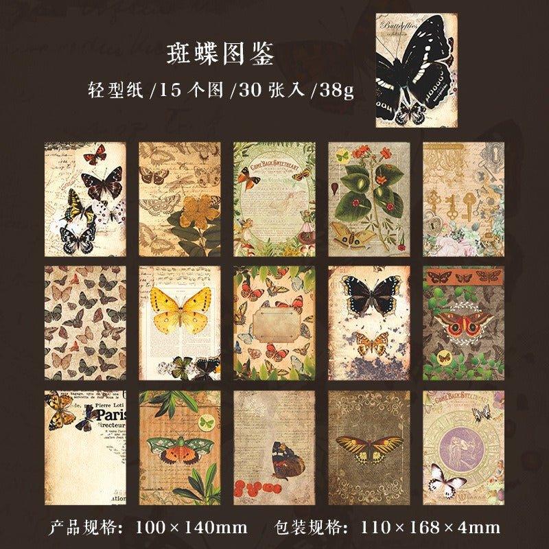 2144 Vintage Material Paper Butterfly Bloom Series - Memo Journals