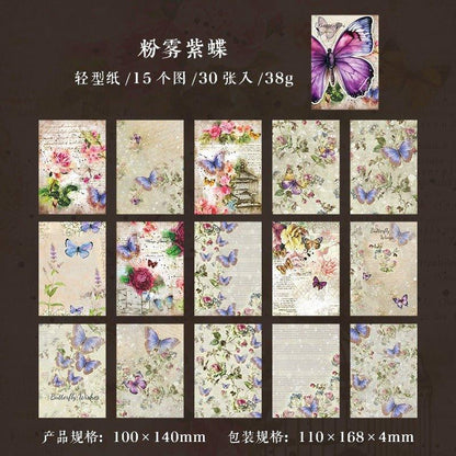 2144 Vintage Material Paper Butterfly Bloom Series - Memo Journals