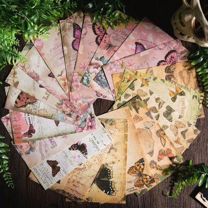 2144 Vintage Material Paper Butterfly Bloom Series - Memo Journals