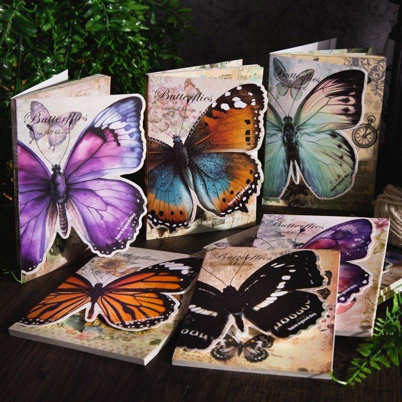 2144 Vintage Material Paper Butterfly Bloom Series - Memo Journals