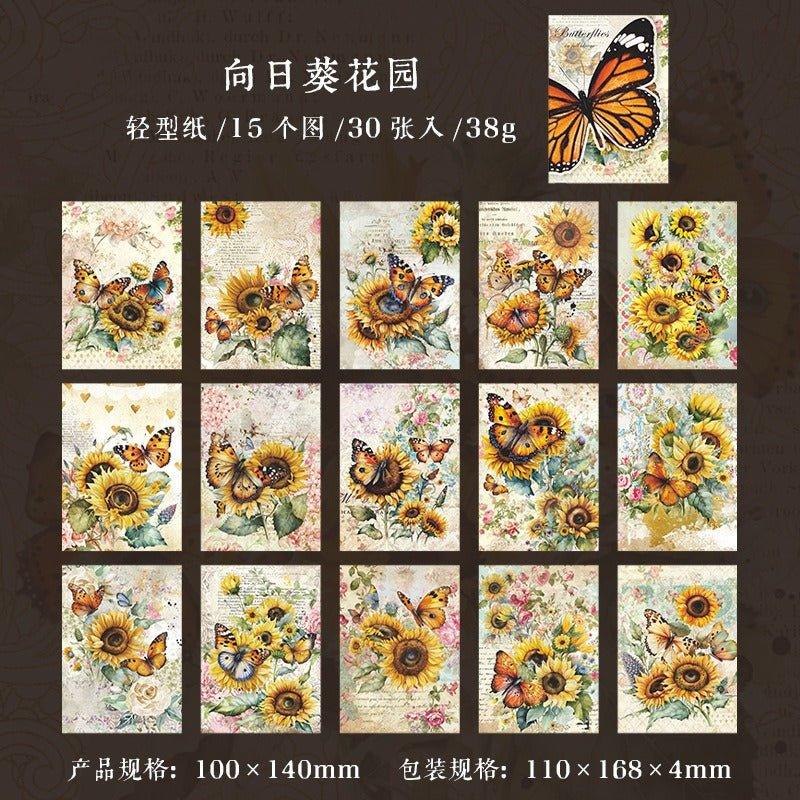 2144 Vintage Material Paper Butterfly Bloom Series - Memo Journals