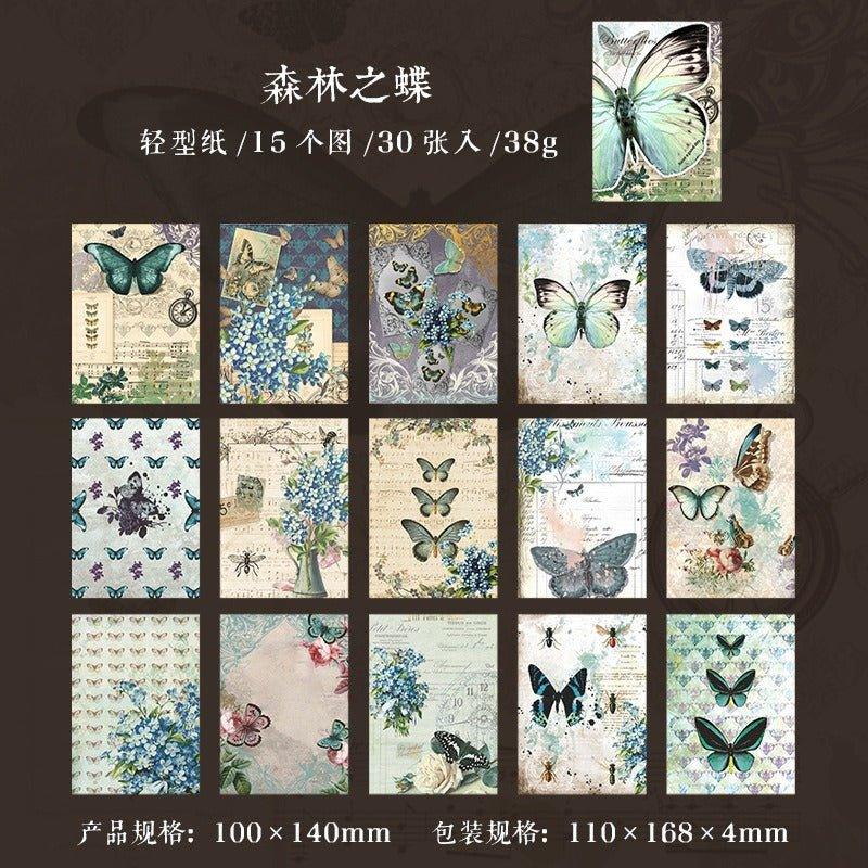 2144 Vintage Material Paper Butterfly Bloom Series - Memo Journals