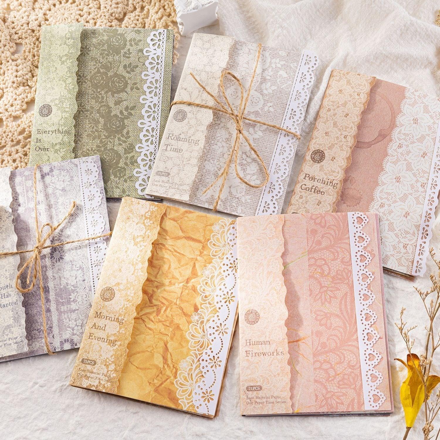 2163 Lace Material Paper One Paper Time Series - Memo Journals