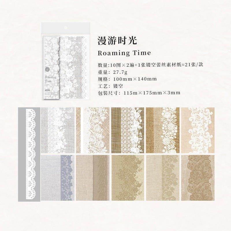 2163 Lace Material Paper One Paper Time Series - Memo Journals