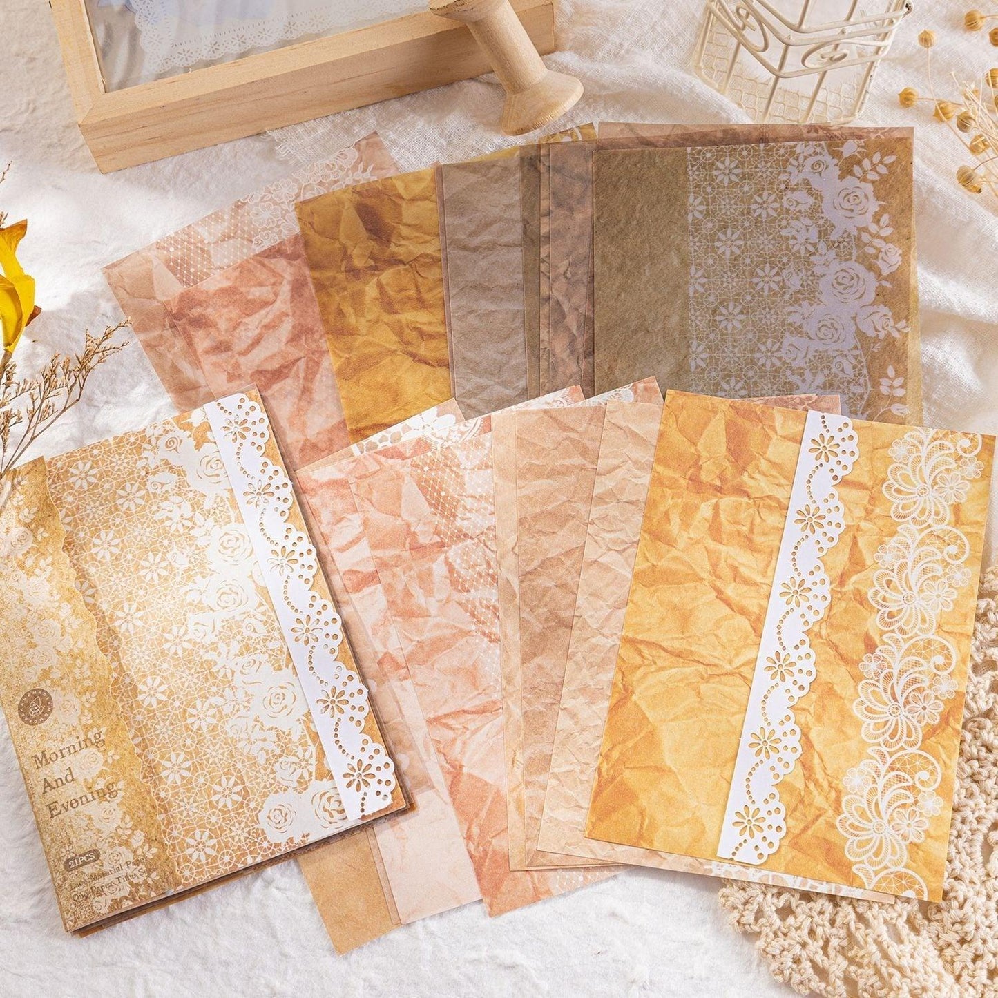 2163 Lace Material Paper One Paper Time Series - Memo Journals