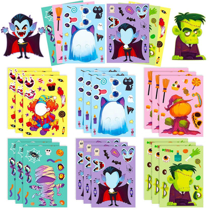 1204 6 pcs Vampire Pumpkin Creative Halloween Puzzle Stickers - Memo Journals