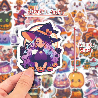 1193 Spooky Halloween Pumpkin Lights Spider Ghost Stickers - Memo Journals