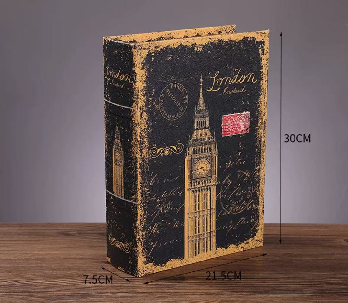 6155 Vintage Big Book Clock Book Box Storage Case