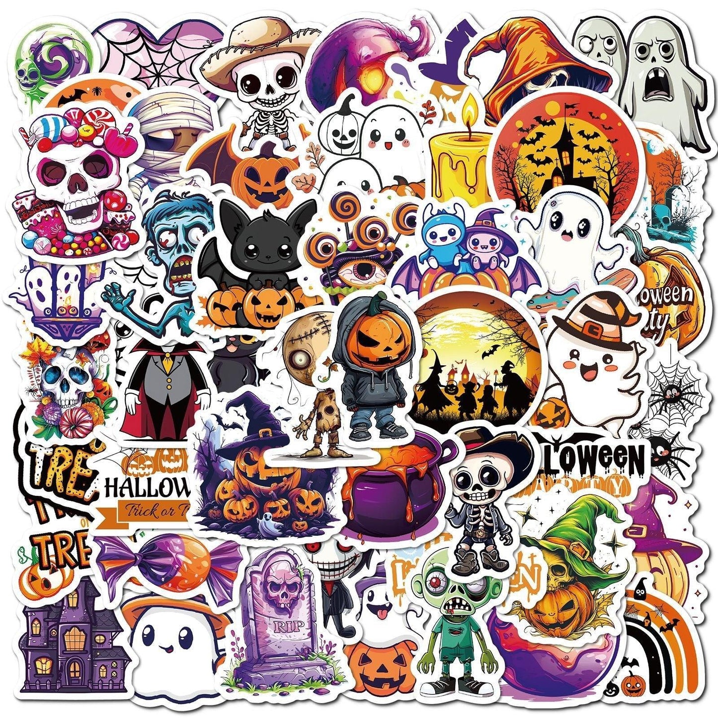 1210 50 Halloween Stickers for the Dead - Memo Journals