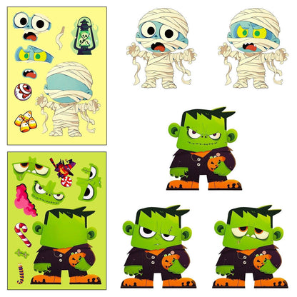 1203 6 pcs Halloween Puzzle Stickers Spooky Pumpkin - Memo Journals