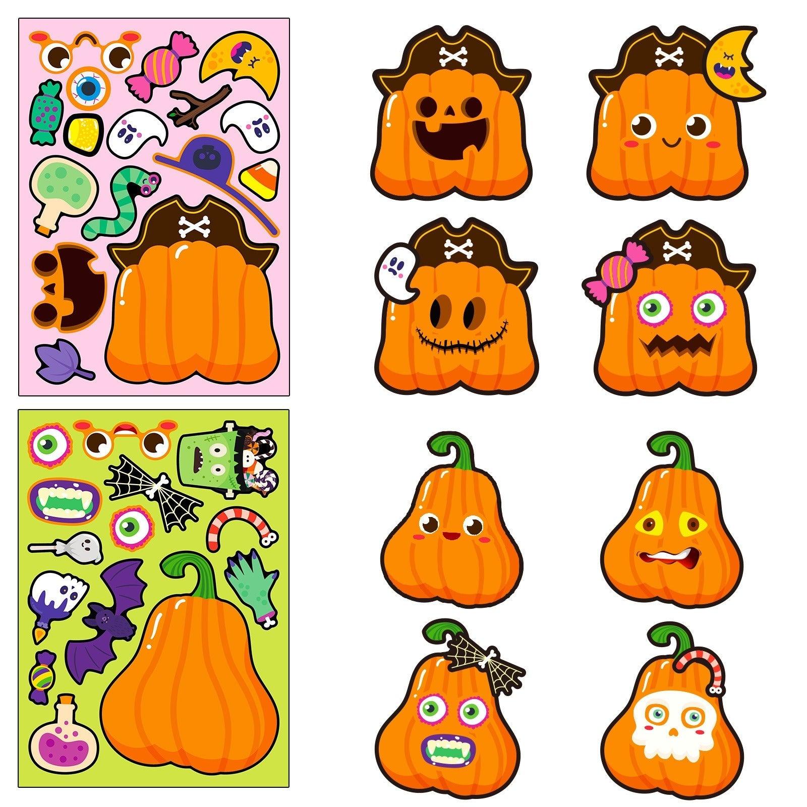 1207 6 pcs Halloween Pumpkin Puzzle Stickers - Memo Journals