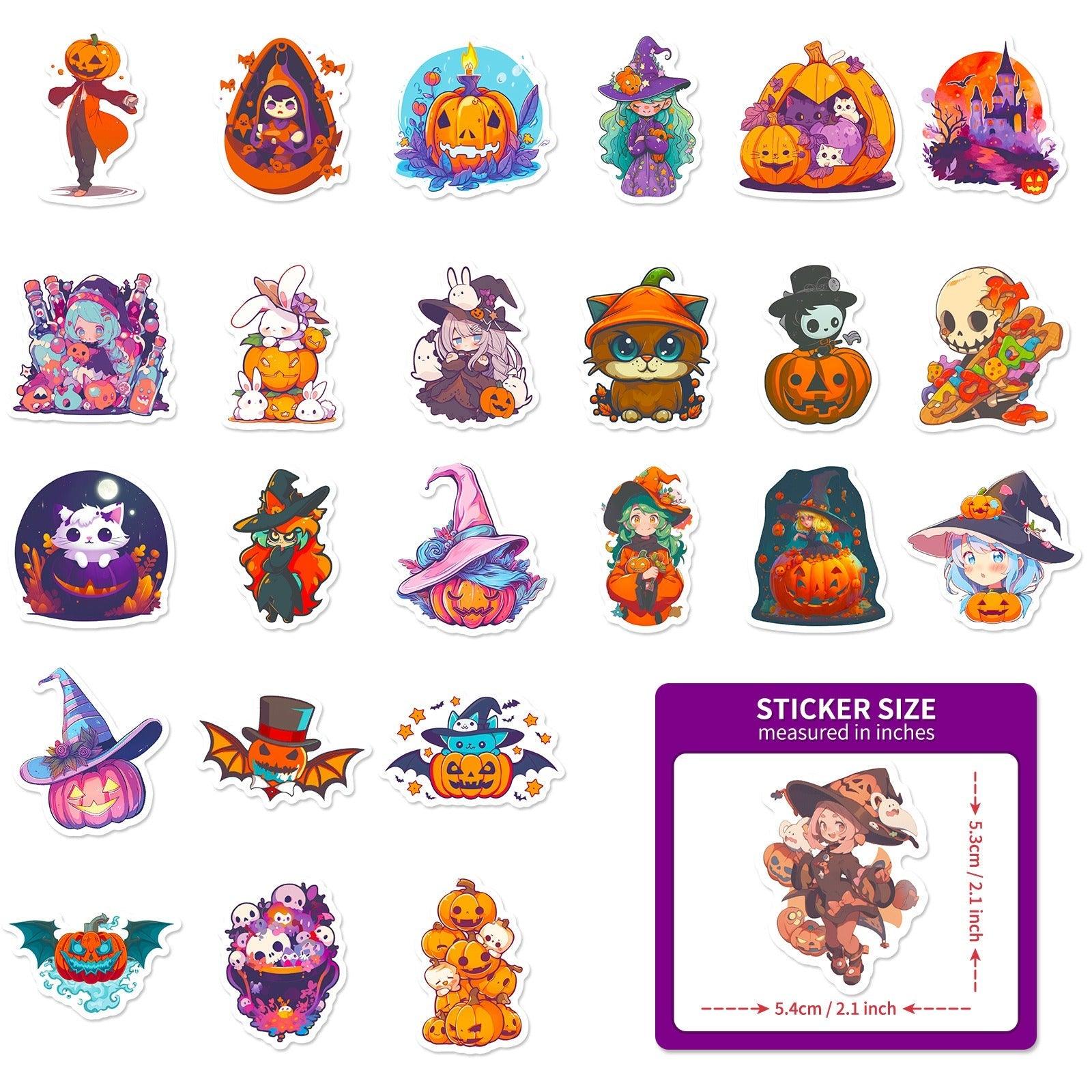 1193 Spooky Halloween Pumpkin Lights Spider Ghost Stickers - Memo Journals