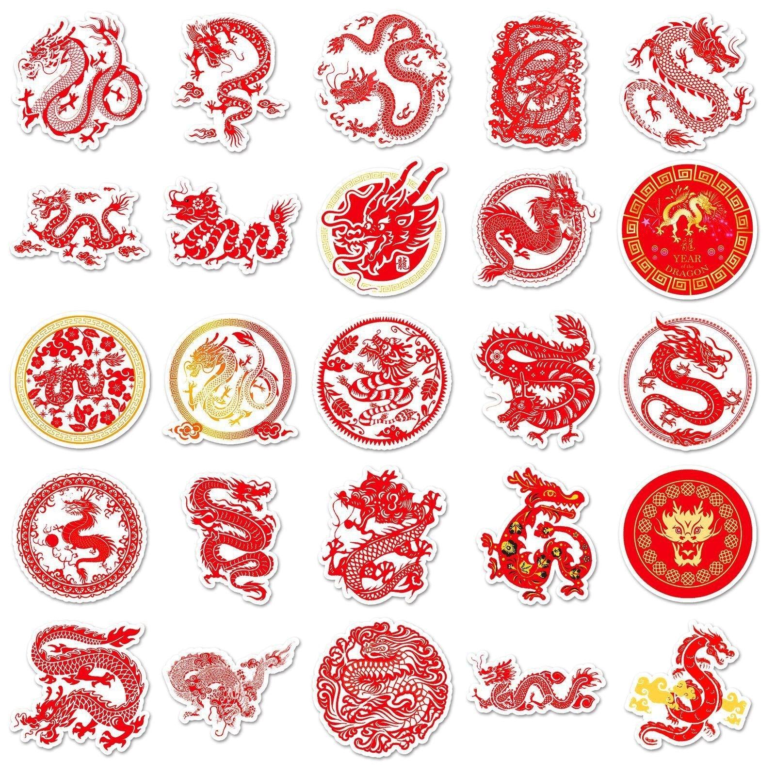 1045 （50 Chinese Dragon Red Stickers） - Memo Journals