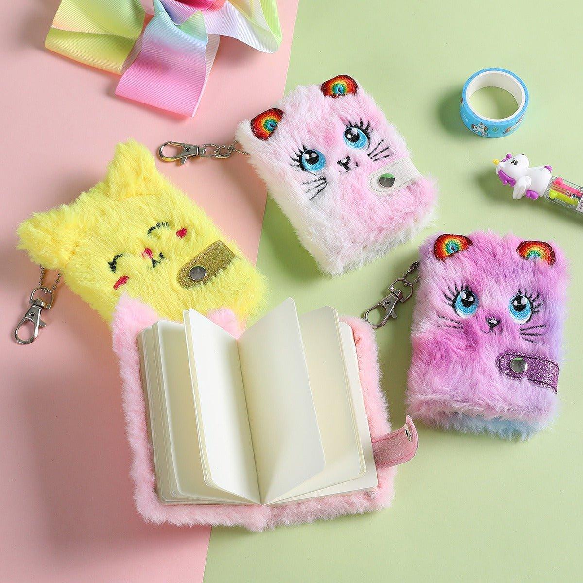 4019 Cartoon Plush Handbook Cute Cat - Memo Journals