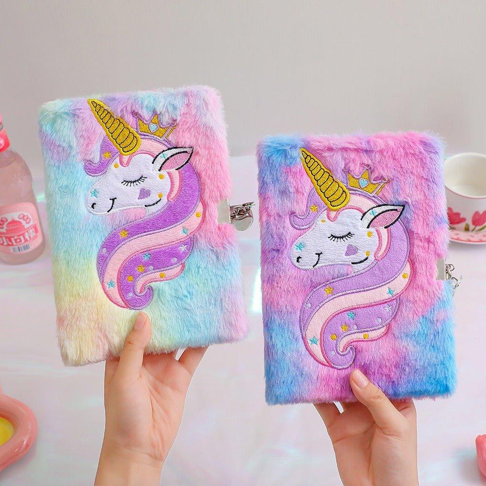 4021 Plush Plush Locked Diary Unicorn Cartoon Notebook - Memo Journals