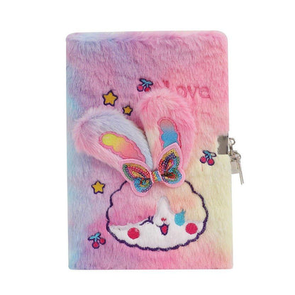 4023 A5 Fluffy Cartoon Bunny with Lock Gift Organizer - Memo Journals