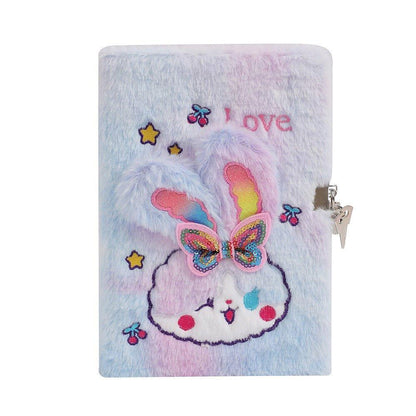 4023 A5 Fluffy Cartoon Bunny with Lock Gift Organizer - Memo Journals