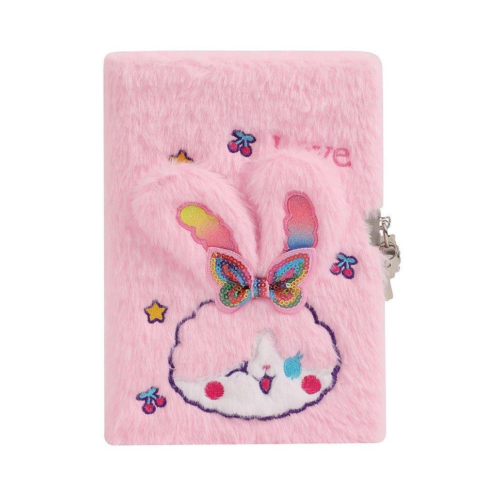 4023 A5 Fluffy Cartoon Bunny with Lock Gift Organizer - Memo Journals