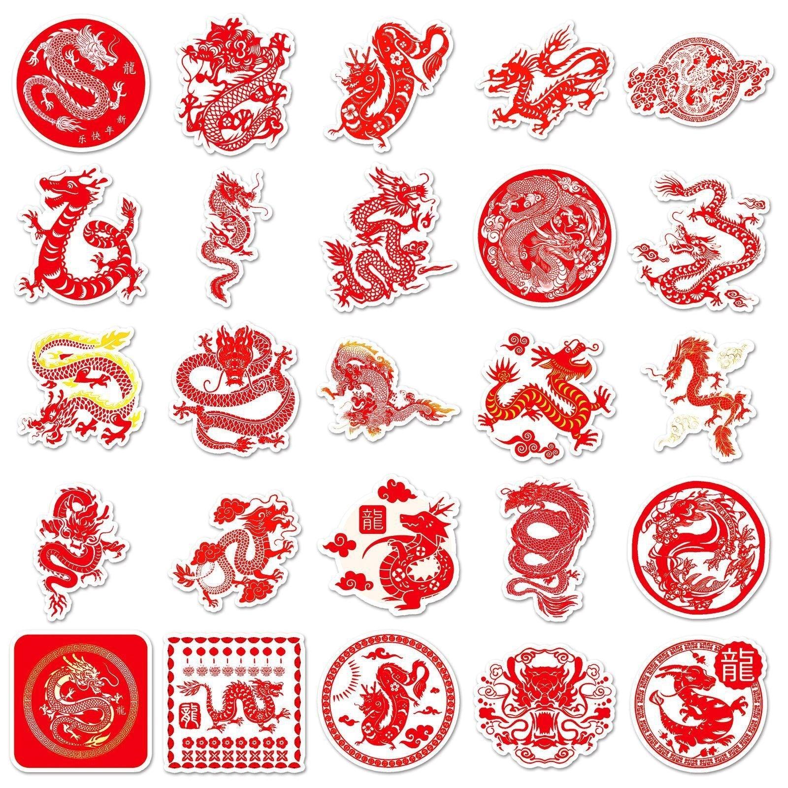 1045 （50 Chinese Dragon Red Stickers） - Memo Journals