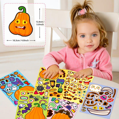 1207 6 pcs Halloween Pumpkin Puzzle Stickers - Memo Journals