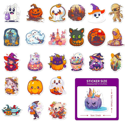 1193 Spooky Halloween Pumpkin Lights Spider Ghost Stickers - Memo Journals