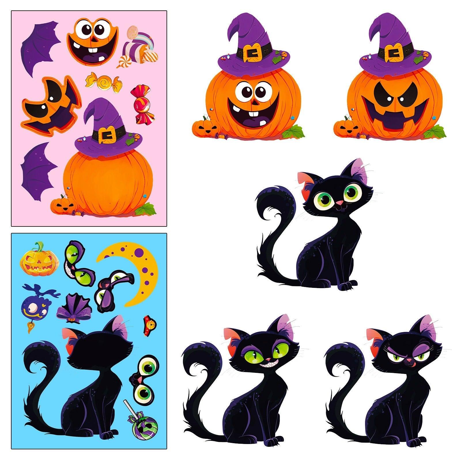 1203 6 pcs Halloween Puzzle Stickers Spooky Pumpkin - Memo Journals