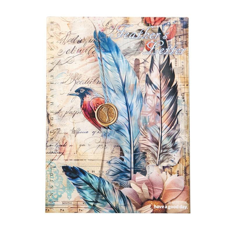 2013 letter with feathers on three dimensional background material paper - Memo Journals