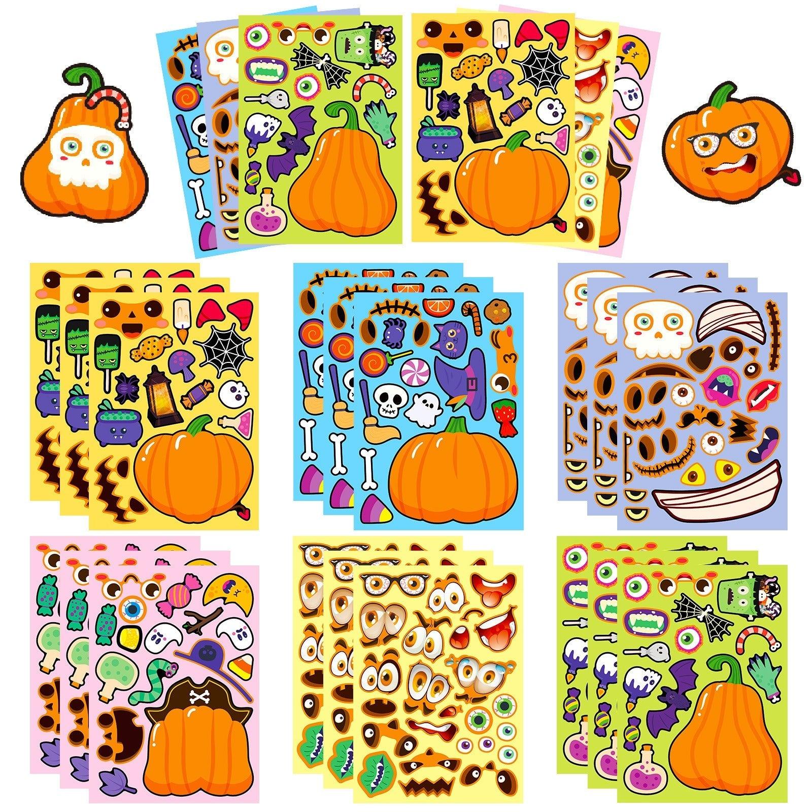 1207 6 pcs Halloween Pumpkin Puzzle Stickers - Memo Journals