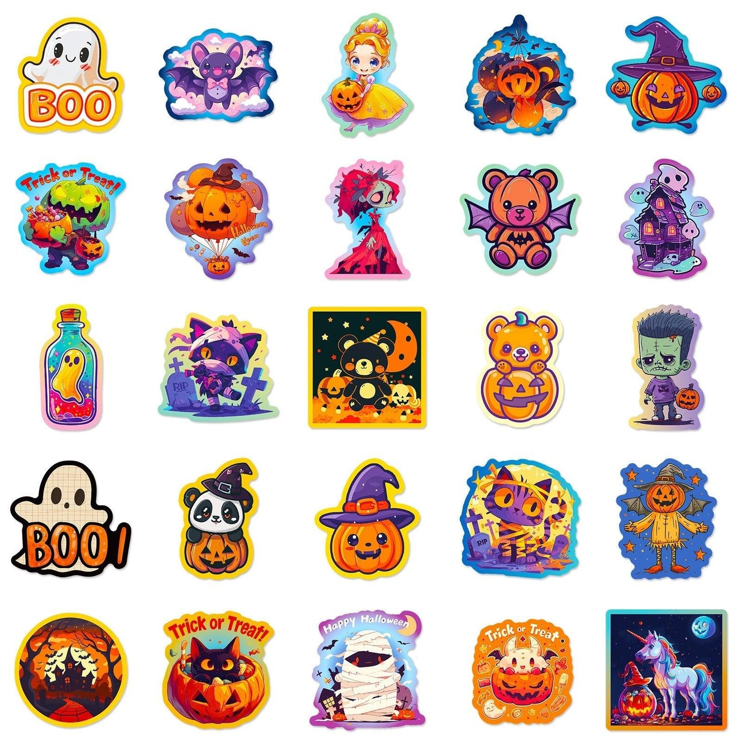 1209 50 Halloween Day Doodle Stickers - Memo Journals