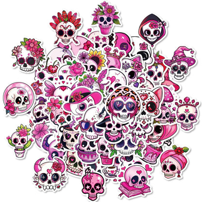 1212 50 Pink Skeletons Girls Heart Romantic Halloween - Memo Journals