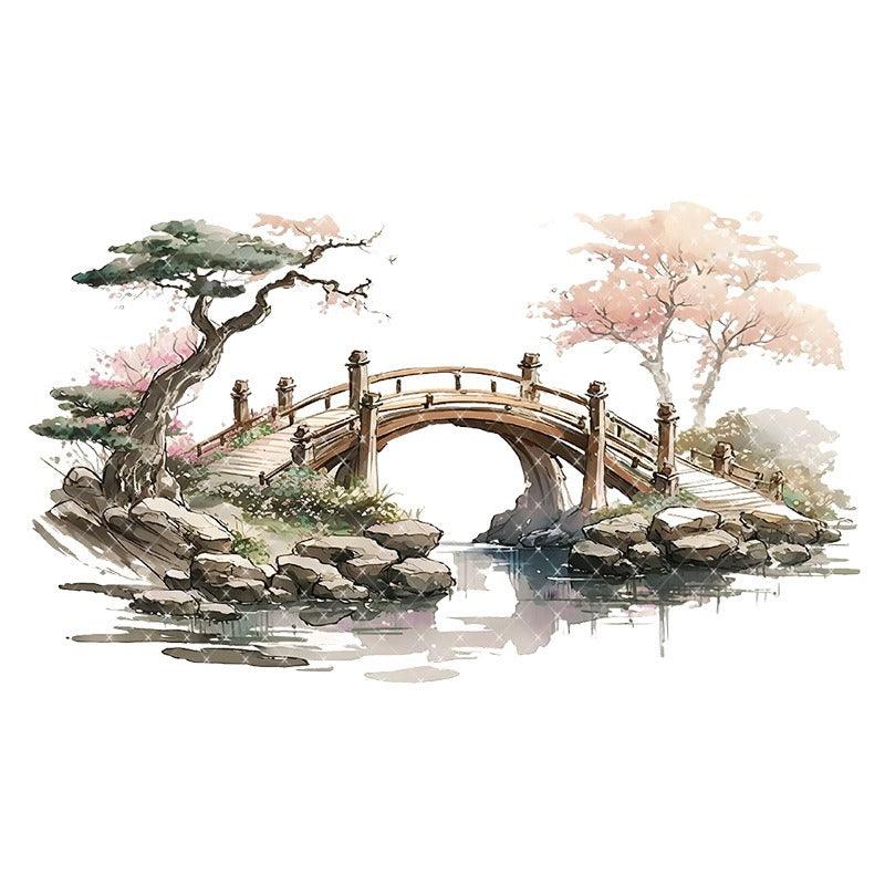 3054 Tape landscape ancient style characters waterproof stickers PET 2M - Memo Journals