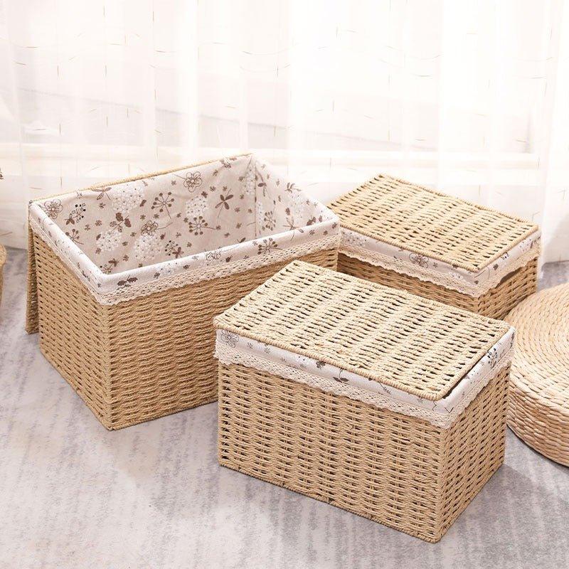 6012 Woven Storage Basket with Lid - Memo Journals