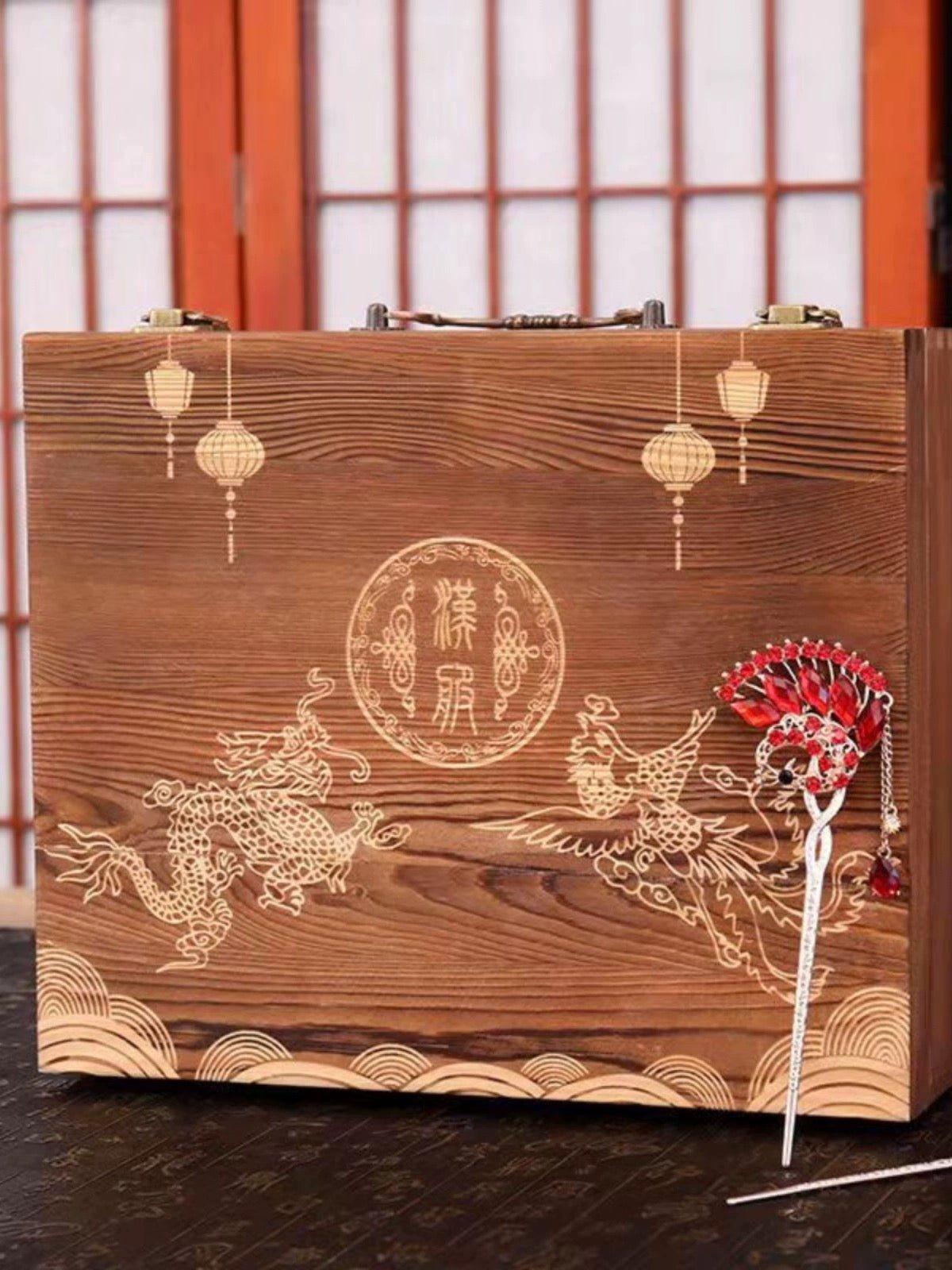 6019 Ancient Style Wooden Box Gift Box - Memo Journals