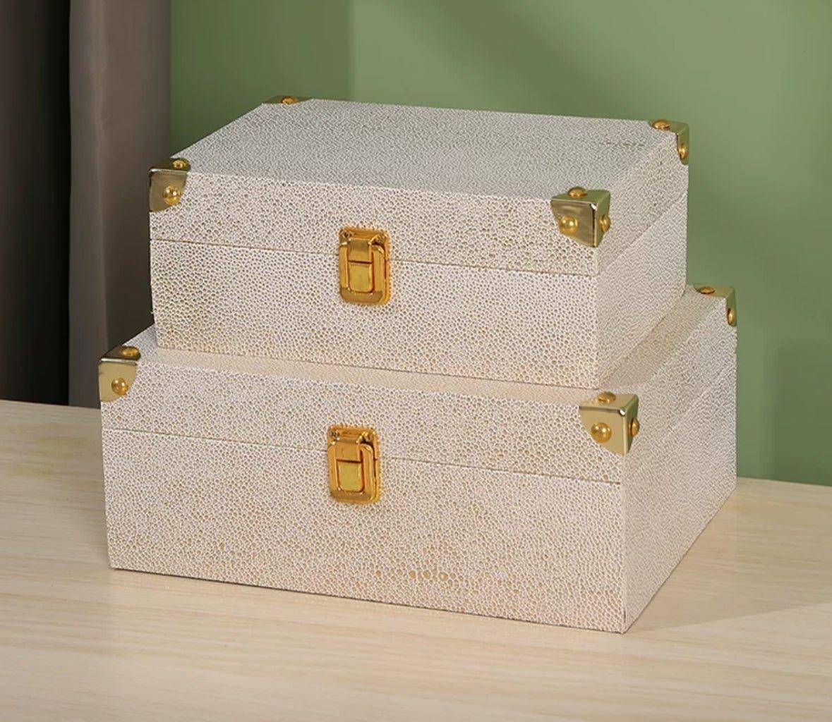 6034 Luxury Pearl Fish Leather Storage Box - Memo Journals