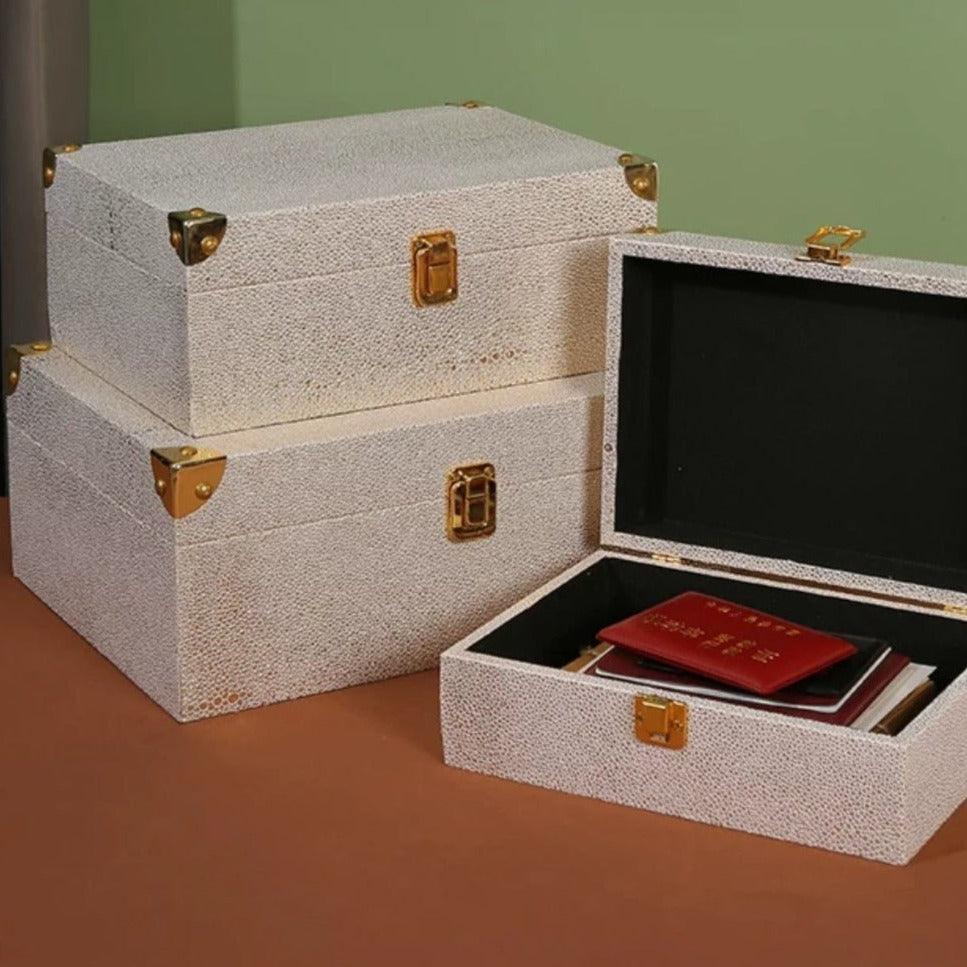 6034 Luxury Pearl Fish Leather Storage Box - Memo Journals