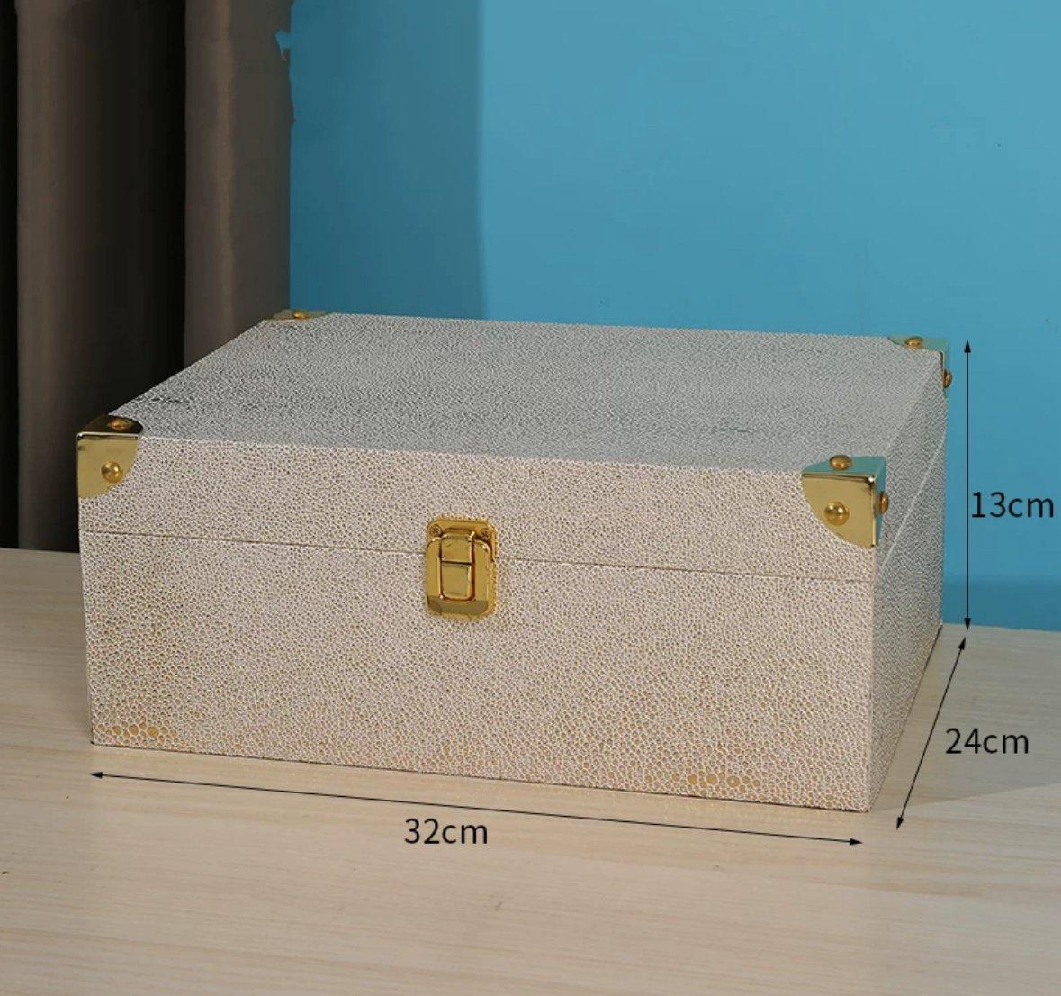 6034 Luxury Pearl Fish Leather Storage Box - Memo Journals