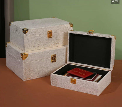 6034 Luxury Pearl Fish Leather Storage Box - Memo Journals