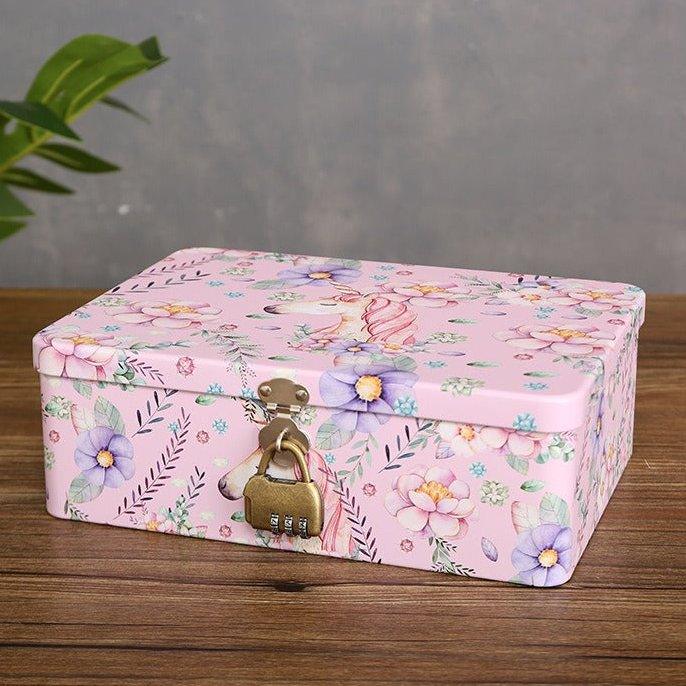 6119 Light purple unicorn tin box - Memo Journals