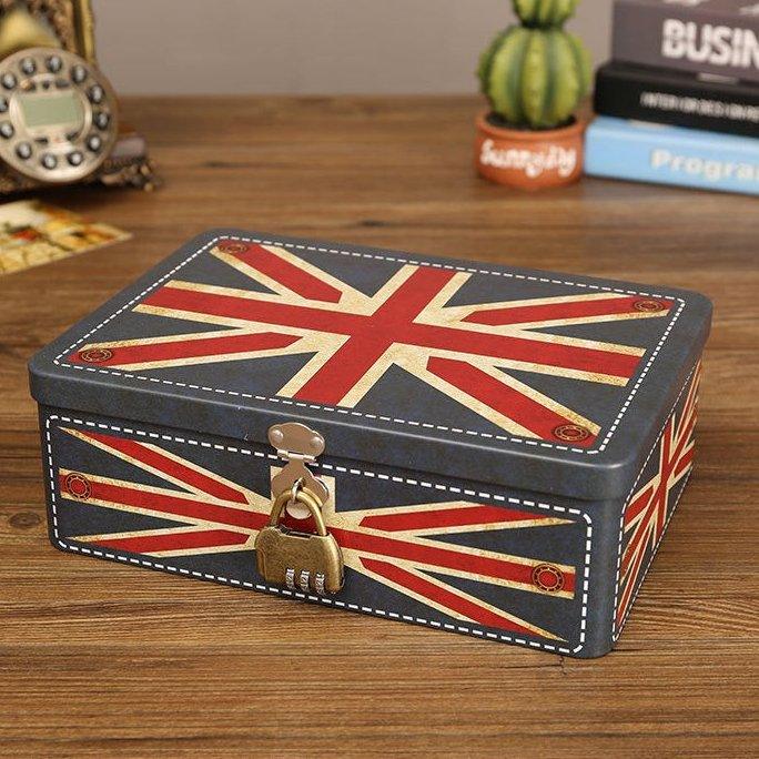 6120 Beige Beige Flag Tin Box - Memo Journals