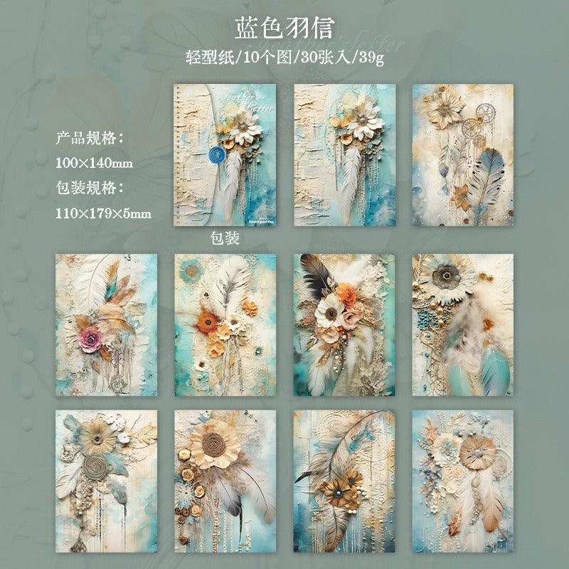 2013 letter with feathers on three dimensional background material paper - Memo Journals