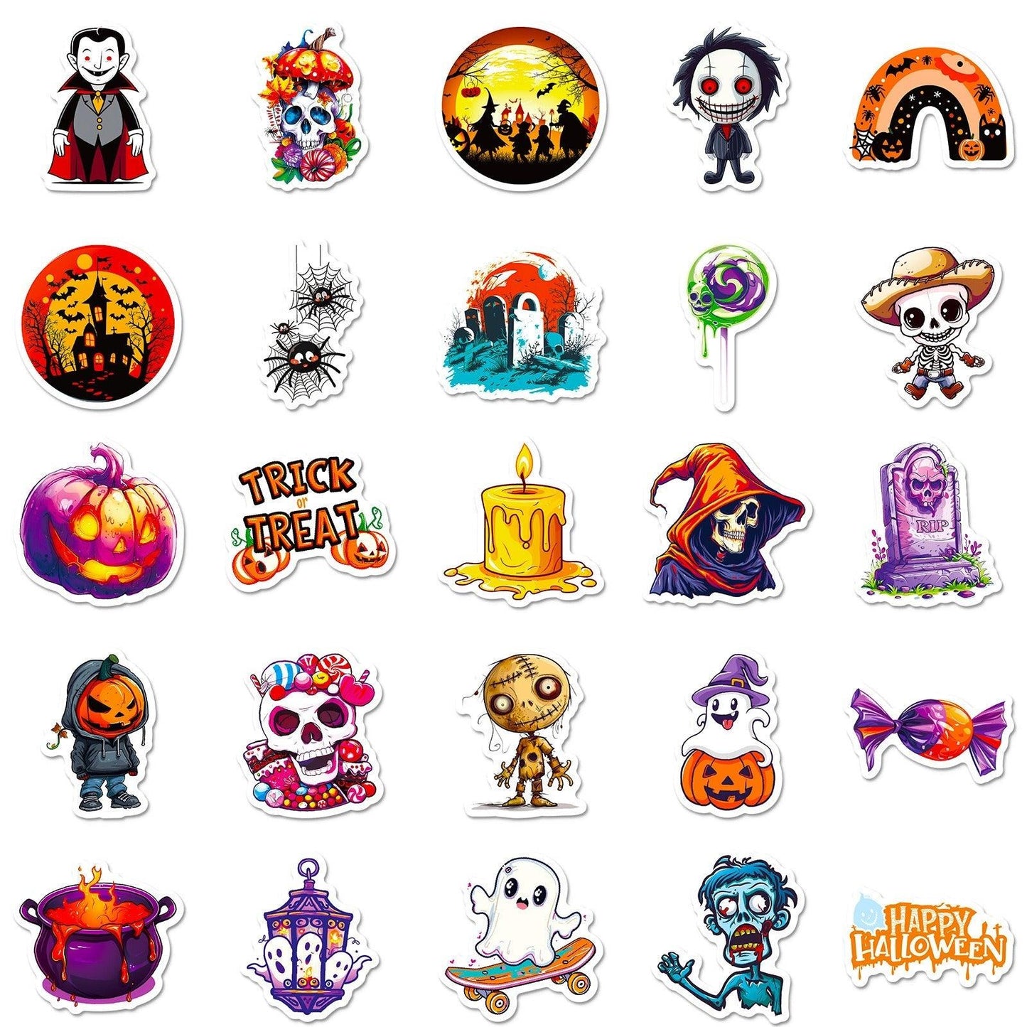 1210 50 Halloween Stickers for the Dead - Memo Journals