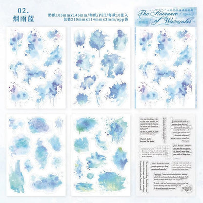 1177 PET Sticker Pack Watercolour Romance Collection - Memo Journals