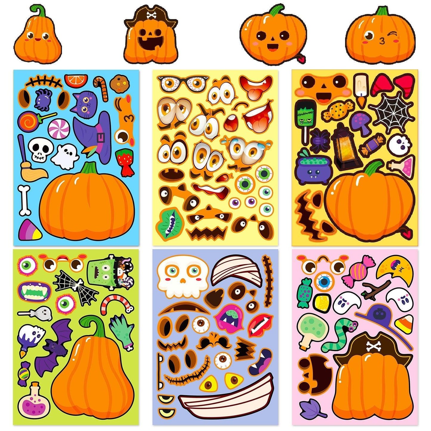 1207 6 pcs Halloween Pumpkin Puzzle Stickers - Memo Journals