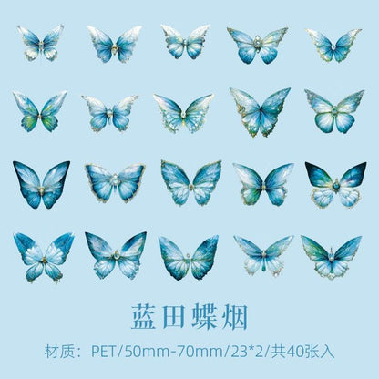 1089 Cuiyu Butterfly Dream Series PET Stickers - Memo Journals