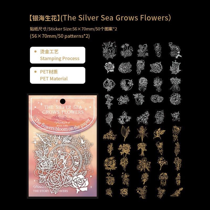 1041 Laser Sticker Pack Silver Seaflower Series - Memo Journals