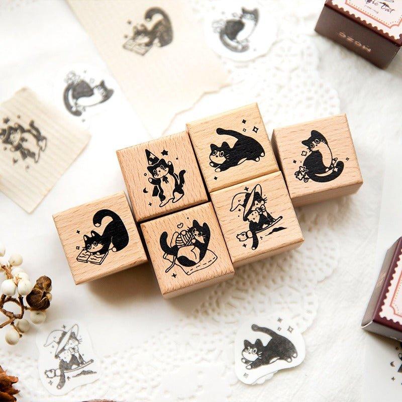 7001 Vintage Cat Wooden Stamp - Memo Journals